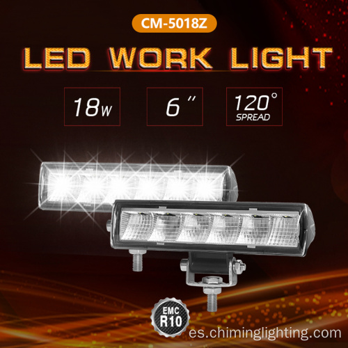 Trabajo LED LED de camión fuera de carretera de 18W 6500K 6 pulgadas LED Light Bar para automóvil